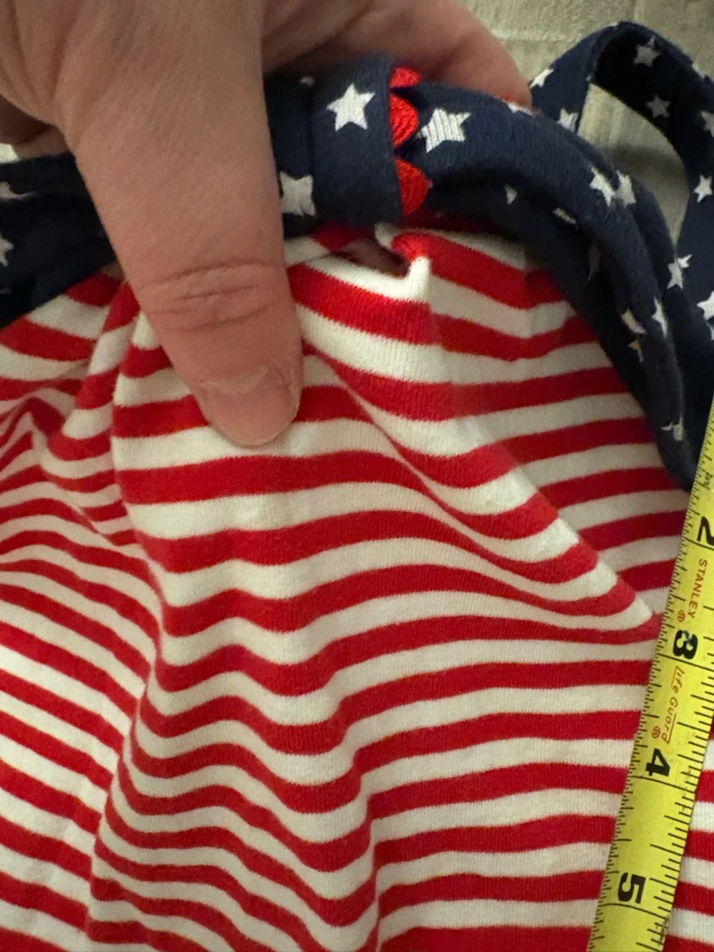 Gymboree Red & White Striped Star Print Bow Detail Knit Romper Girls Size 10